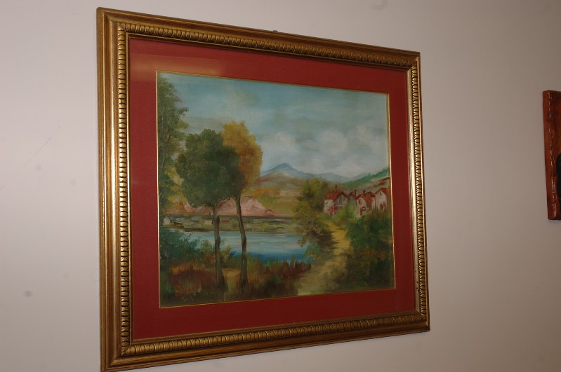 Ambito napoletano sec. XX, Paesaggio con alberi in olio su tela