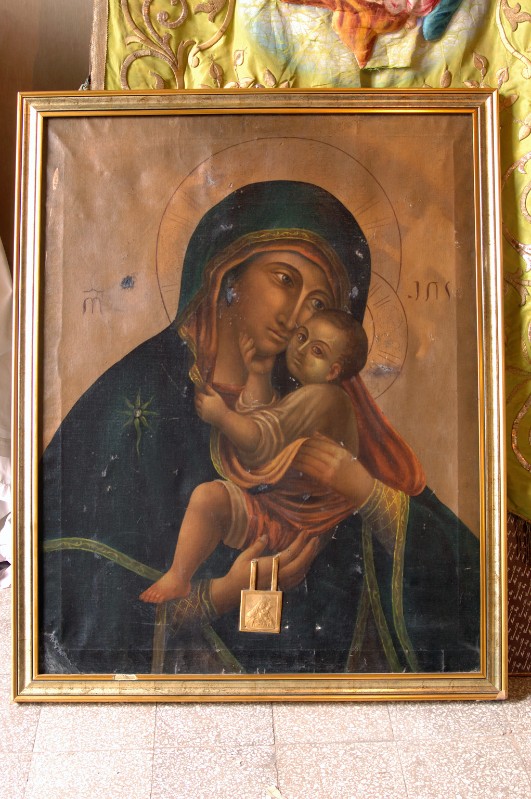 Ambito dell'Italia meridionale sec. XX, Madonna con Gesù in olio su tela