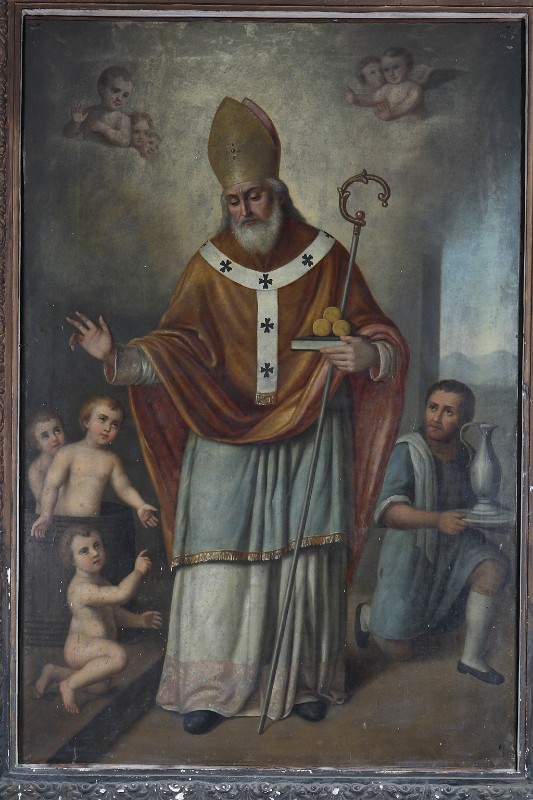 Ambito napoletano sec. XIX, San Nicola da Bari in olio su tela