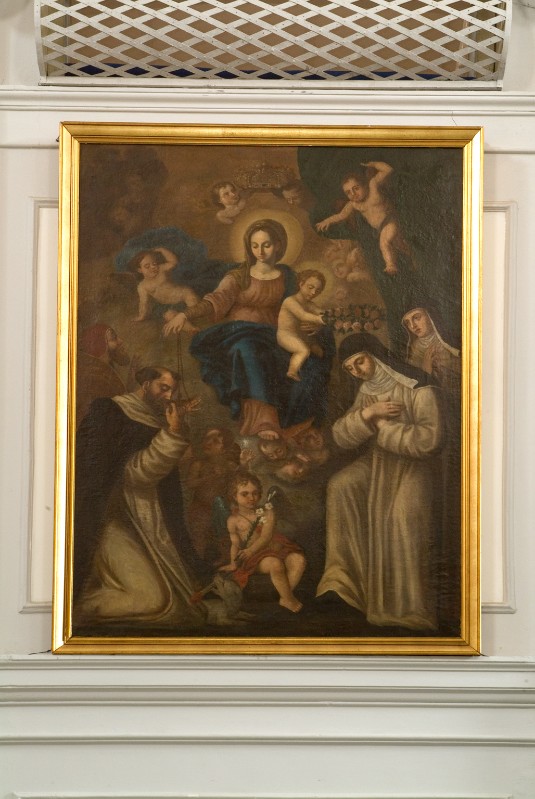Ambito napoletano sec. XIX, Madonna del rosario in olio su tela