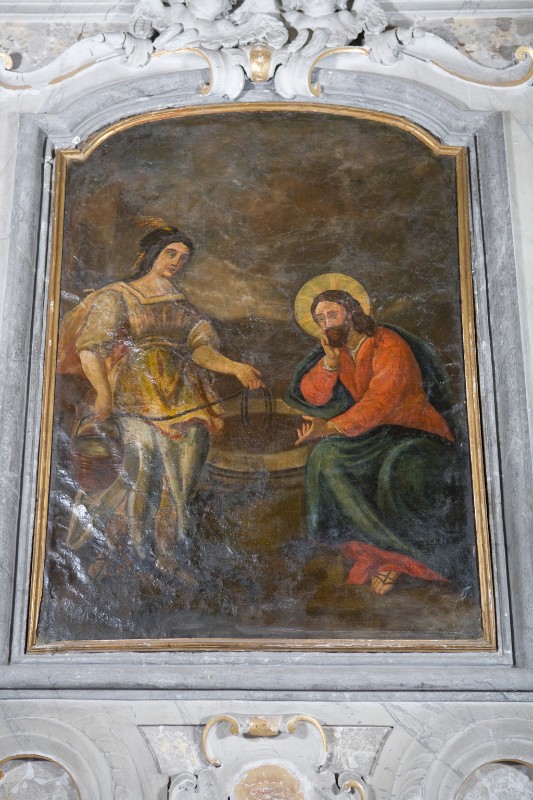 Ambito napoletano sec. XIX, Gesù Cristo e la samaritana in olio su tela