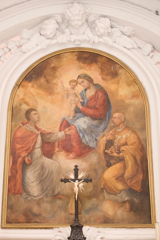 Pandolfo G. (1940), Madonna con Gesù Bambino tra San Gennaro e San Nicola