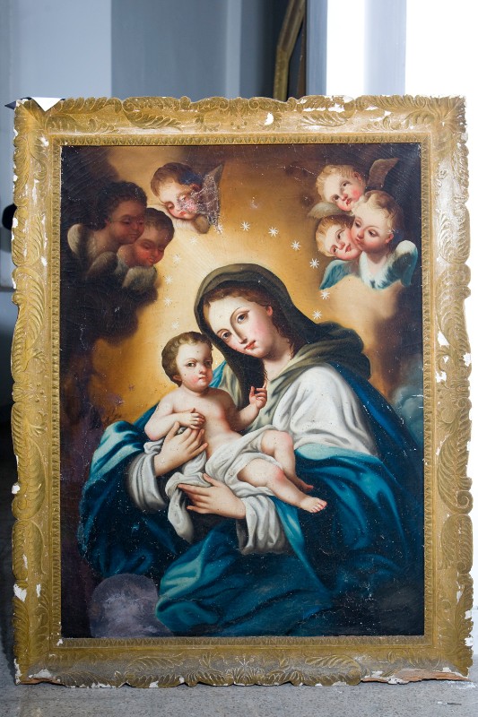 Ambito napoletano inizio sec. XIX, Madonna con Gesù Bambino in olio su tela