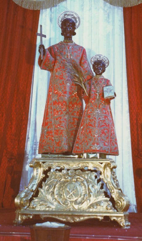 Ambito campano sec. XV, Statua dei Santi Cuono e Conello