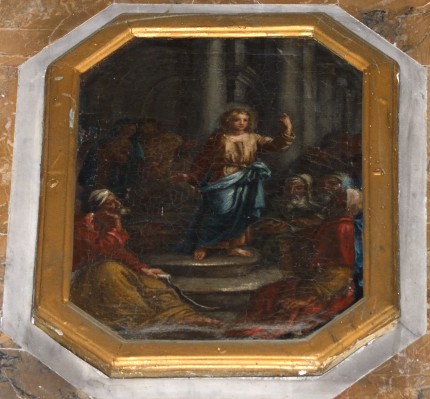 Ambito campano sec. XIX, Dipinto di Gesù nel tempo tra i dottori