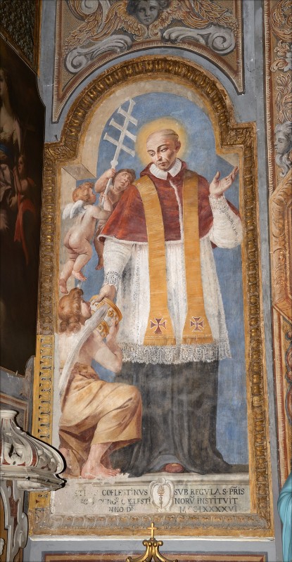 Solimena A. sec. XVII, Dipinto murale di San Celestino