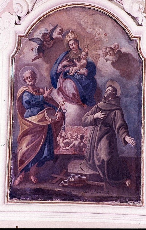 Ferrara D. (1779), Madonna con Gesù Bambino in gloria tra santi