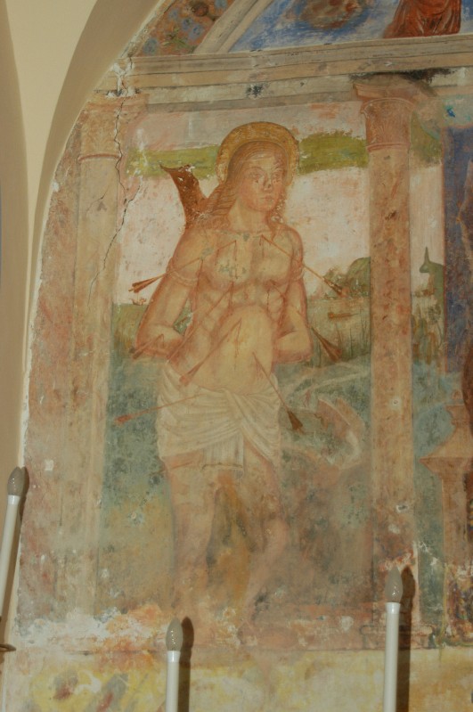 Ambito campano sec. XVI, Affresco con San Sebastiano