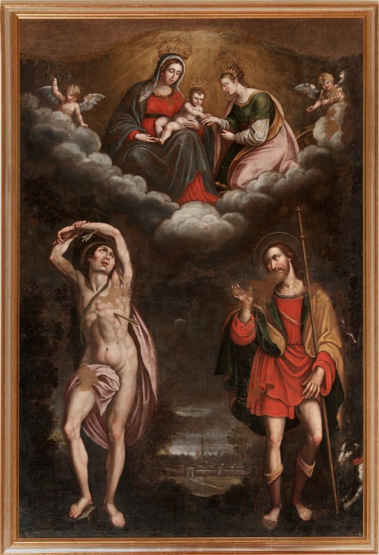 Scuola emiliano sec. XVII, Dipinto Matr. mistico di S. Caterina