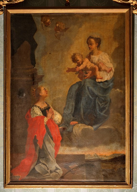 Ambito bolognese sec. XVII, Madonna con Bambino e Santa Caterina