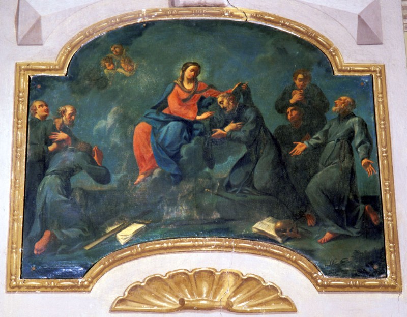 Ambito emiliano sec. XVIII, Madonna con i sette santi fondatori
