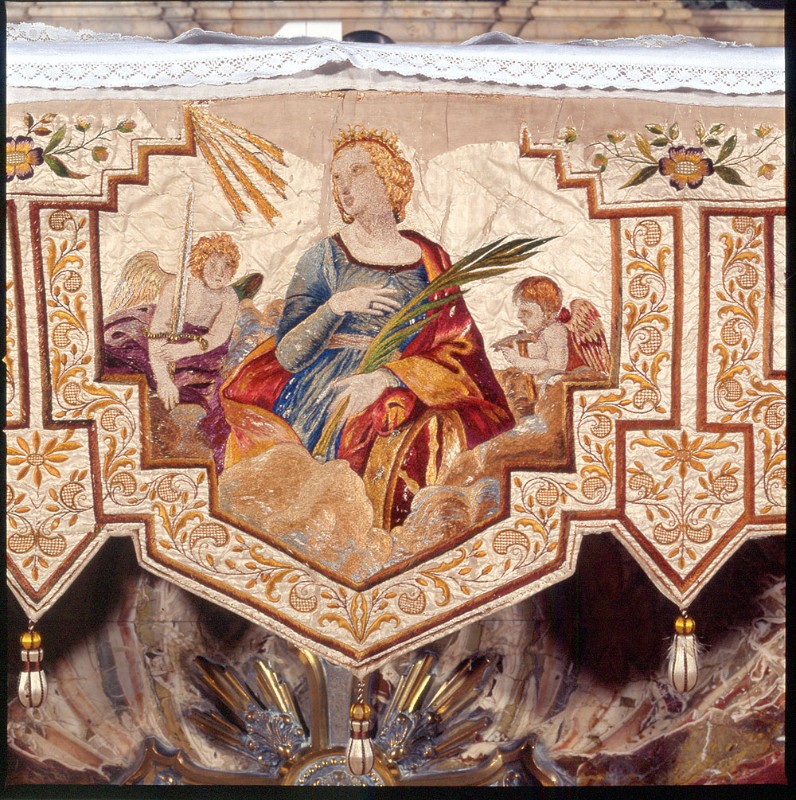 Manif. emiliana sec. XIX, Tovaglia d'altare con Santa Caterina