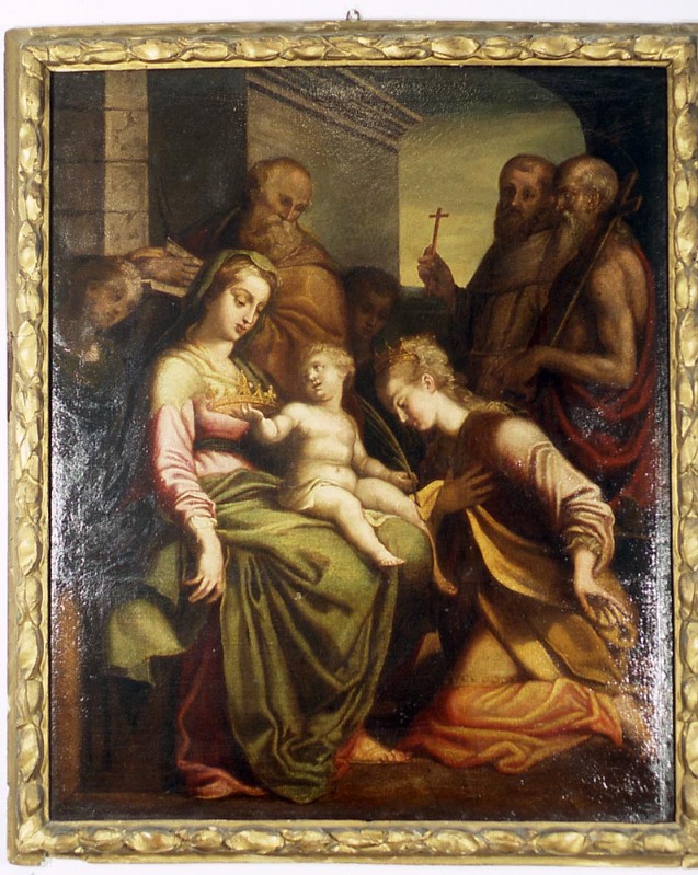 Ambito bolognese sec. XVI, Dipinto Sposalizio mistico di S. Caterina