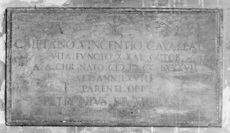 Bott. bolognese (1787), Lapide sepolcrale di Gaetano Vincenzo Cavallazzi