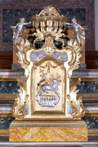 Bottega romagnola sec. XVIII, Tabernacolo con Agnus Dei
