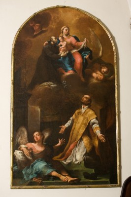 Ambito romagnolo sec. XVIII, Pala di Madonna con Bambino e San Gaetano di Thiene