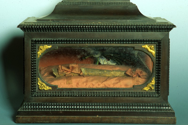 Bottega romagnola sec. XIX, Reliquiario a urna di Santa Corona