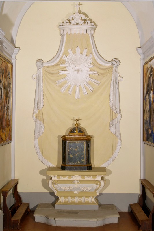 Maestranze romagnole sec. XVIII, Fonte battesimale con ancona a baldacchino