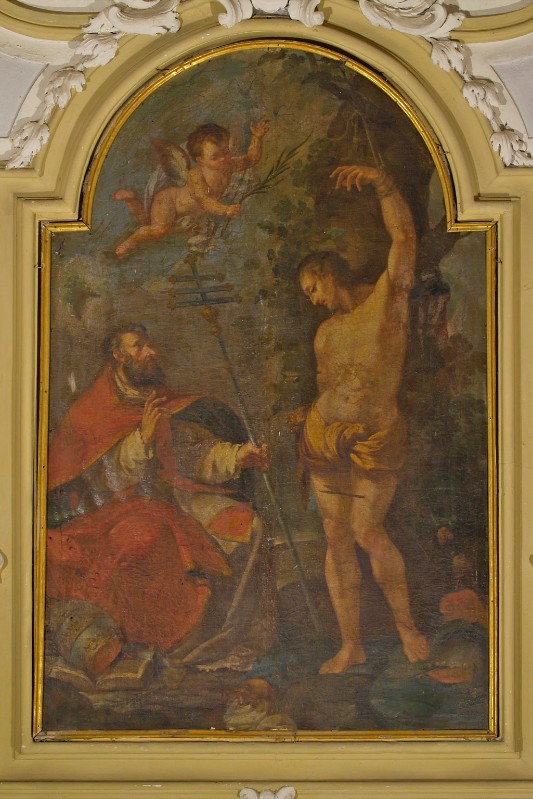 Ambito veneziano sec. XVIII, Dipinto con San Fabiano papa e San Sebastiano