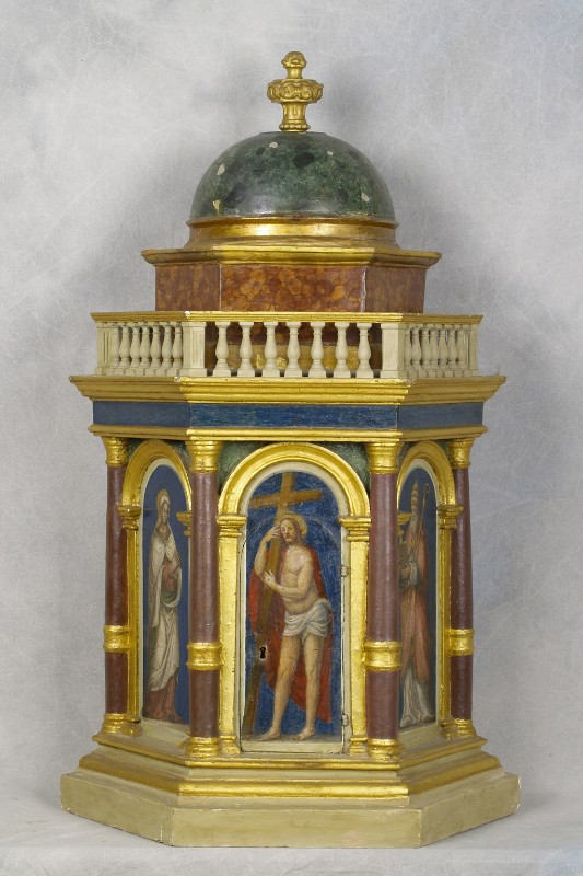 Bottega romagnola sec. XVI, Tabernacolo architettonico esagonale