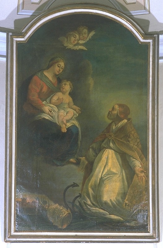 Ambito ferrarese sec. XVIII, Dipinto Madonna e S. Clemente