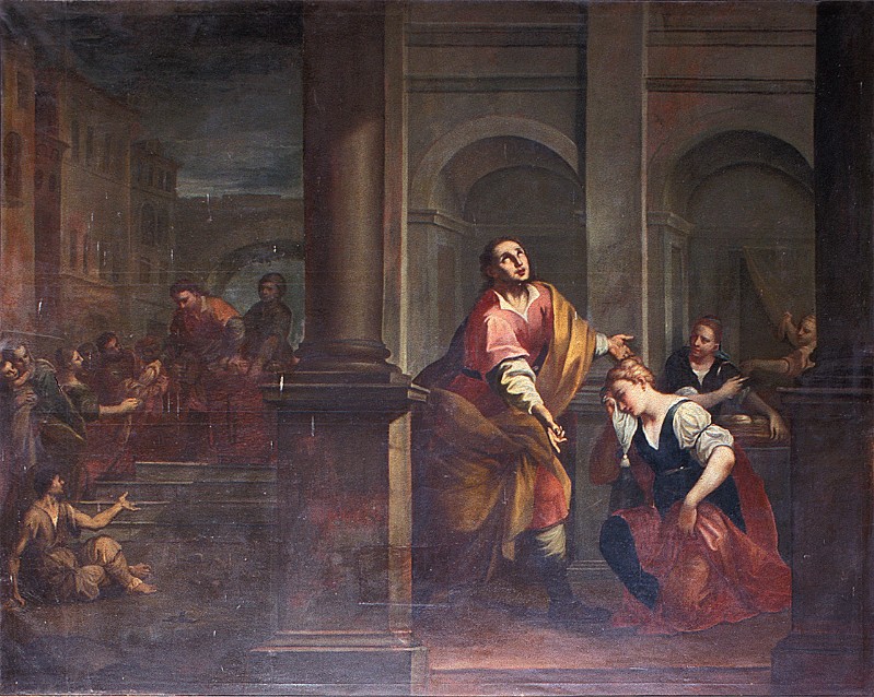Cozza G.B. (1727 ca.), Dipinto S. Omobono sazia gli affamati