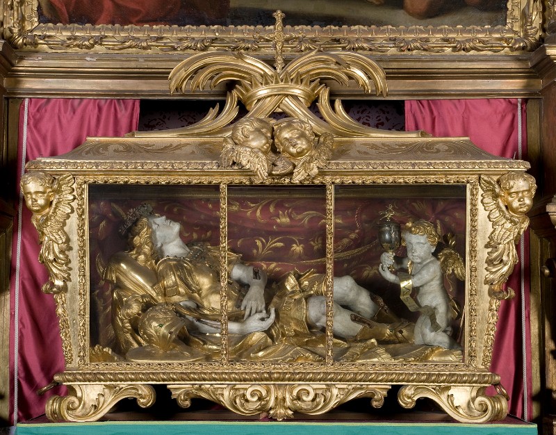 Bottega imolese (?) sec. XVII, Reliquiario a statua di San Fausto