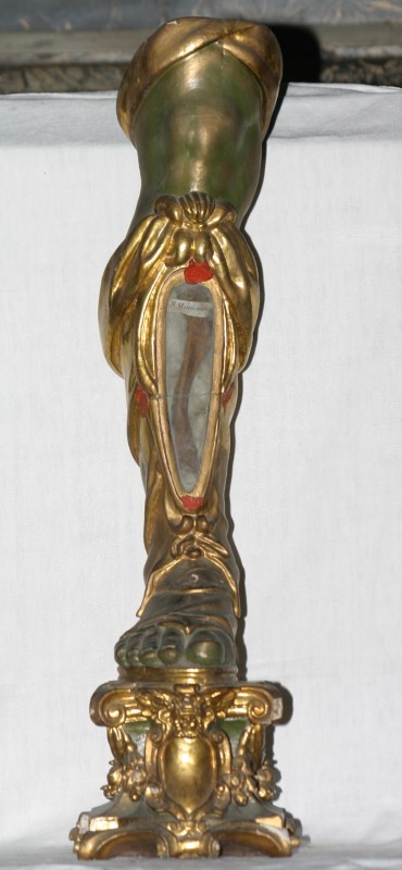 Bott. romana sec. XVII, Reliquiario a gamba di S. Mauro