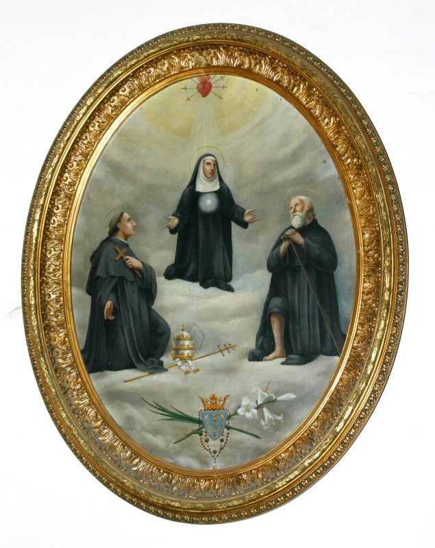 Bellentani A. (1901), Tela con S. Pellegrino Laziosi e altri santi in gloria