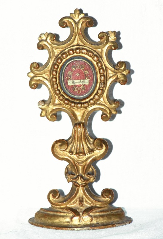 Bott. modenese sec. XVIII, Reliquiario a ostensorio dorato con piede circolare