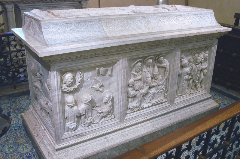 Giovanni dei Patriarchi (1480), Sarcofago di San Colombano