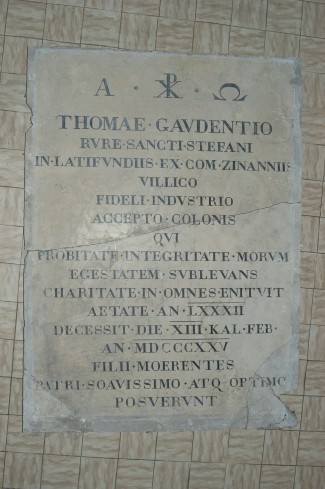 Ambito ravennate (1825), Lapide di Tommaso Gaudenzi