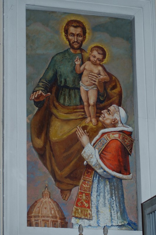 Ambito italiano sec. XX, Dipinto con Papa Pio IX e San Giuseppe