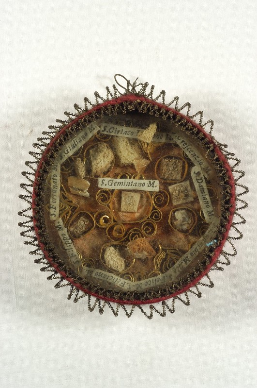 Ambito italiano sec. XVIII, Reliquiario a medaglione medio di San Geminiano