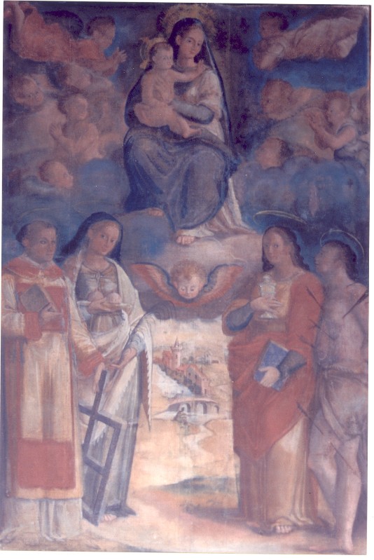 Ambito italiano sec. XVII, Dipinto Madonna con Gesù Bambino e Santi