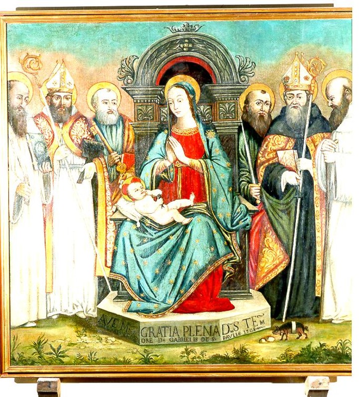 Ambito toscano sec. XV, Dipinto Madonna con Gesù Bambino e Santi