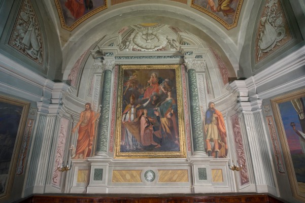 Bott. lucchese secc. XVIII-XIX, Dipinto murale con colomba e santi
