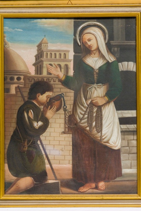 Bott. toscana sec. XIX, Dipinto raffigurante S. Zita che abbevera un viandante