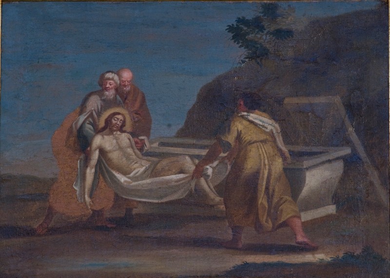 Bott. lucchese sec. XVIII, Gesù deposto nel sepolcro dipinto a olio su tela