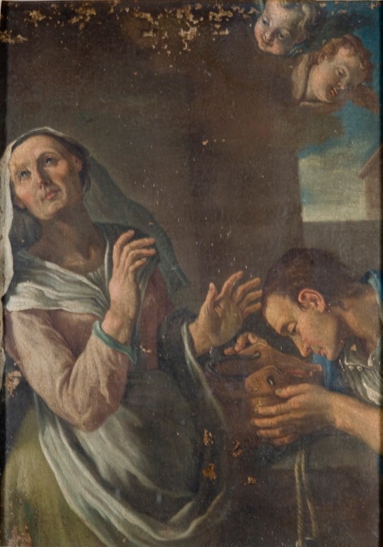 Bottega toscana sec. XVIII, Santa Zita disseta il pellegrino dipinto
