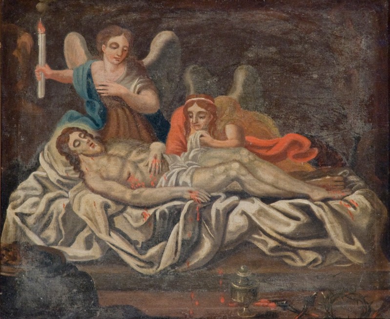 Bott. lucchese sec. XVII, Gesù deposto nel sepolcro dipinto a olio su tela