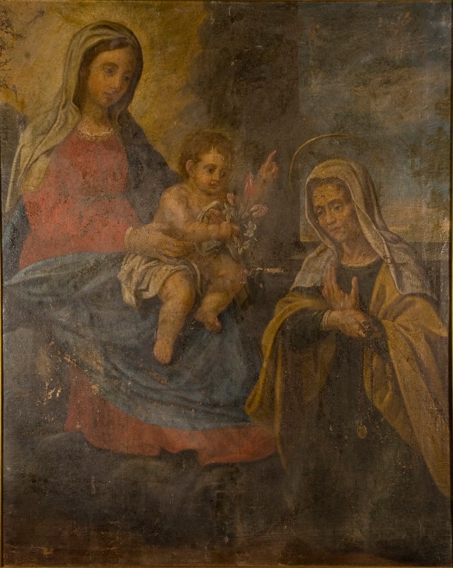 Bottega lucchese sec. XVIII, Madonna con Bambino e Santa Zita genuflessa