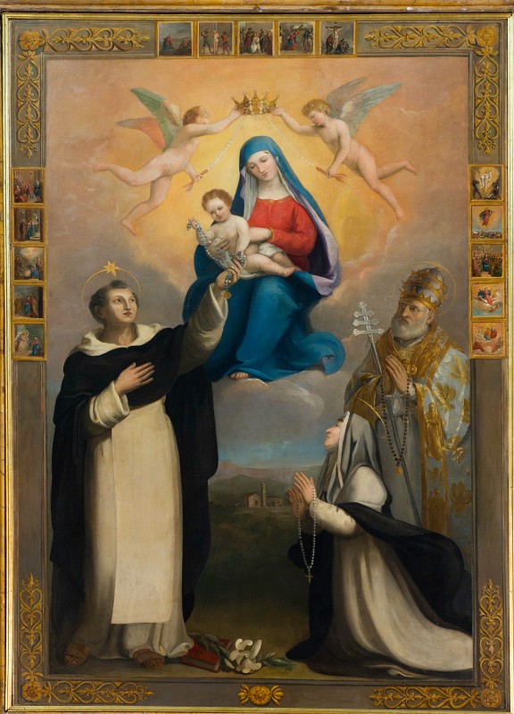 Bott. lucchese sec. XIX, Dipinto raffigurante Madonna del rosario e santi