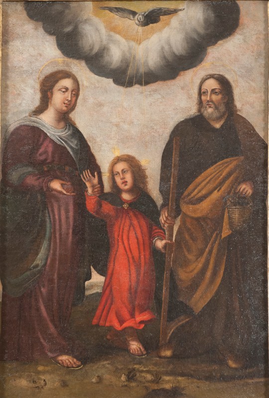 Bott. toscana sec. XVI, Dipinto a olio su tela raffigurante Sacra famiglia