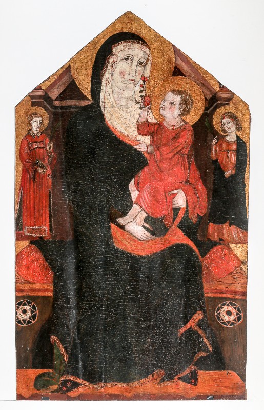 Ambito toscano sec. XIII, Madonna con Bambino e santi martiri