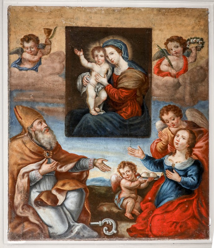 Ambito toscano secc. XVII-XVIII, Madonna con Bambino e santi Donato e Agata