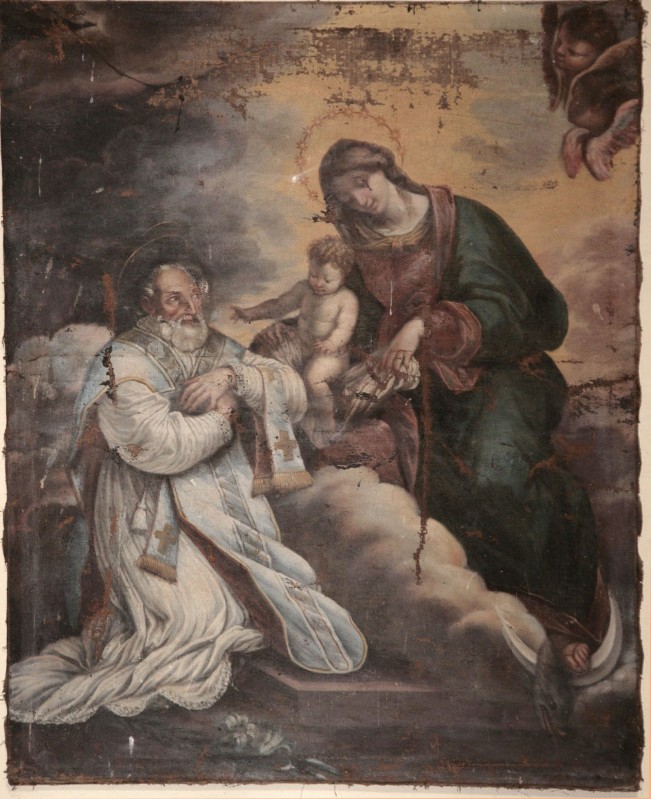 Scuola romana sec. XVIII, Madonna col Bambino e santo
