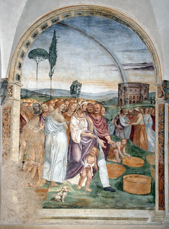 Sodoma (1503-04), Dipinto con Primo episodio Spartizione dei Pani