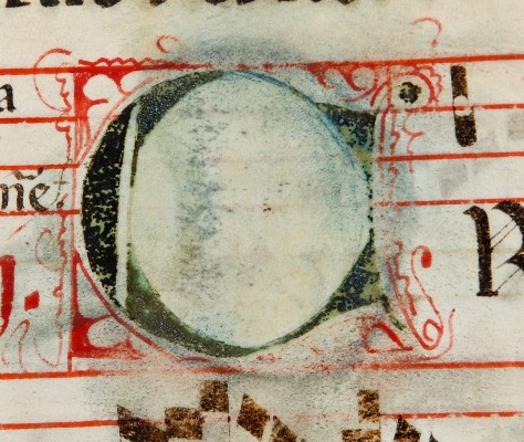 Ambito fiorentino sec. XV, Miniatura con lettera C larga 8 cm