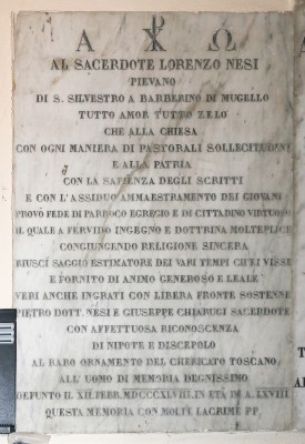 Bottega toscana (1848), Epigrafe commemorativa di Lorenzo Nesi